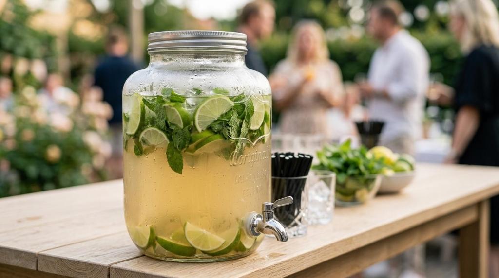Cocktailpakke til sommerfest – selvbetjent cocktails i dispenser (30–200 gæster)